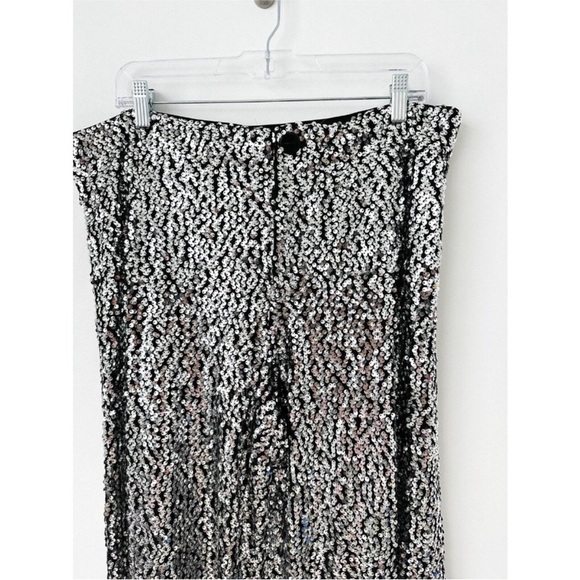 NWT Anthropologie Colette Cropped Wide-Leg Sequin Pants 16W Silver Cocktail $198 - Picture 6 of 7